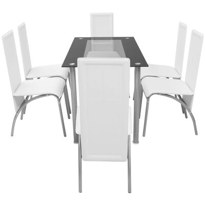 vidaXL spisebordssæt i 7 dele hvid