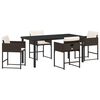 vidaXL Have Spisebordss&aelig;t med pude 5 pcs Brun polyrattan