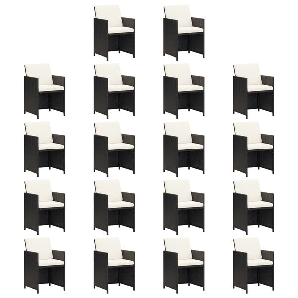 vidaXL spisebordss&aelig;t til haven 19 dele med hynder polyrattan sort