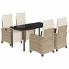 vidaXL spisebordss&aelig;t til haven 5 dele med hynder polyrattan beige