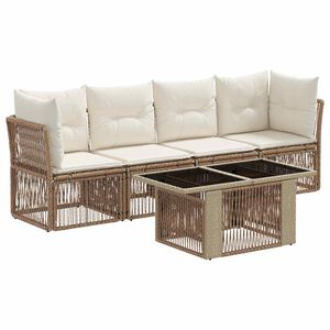 vidaXL Havesofa S&aelig;t 5 stk. Beige polyrattan
