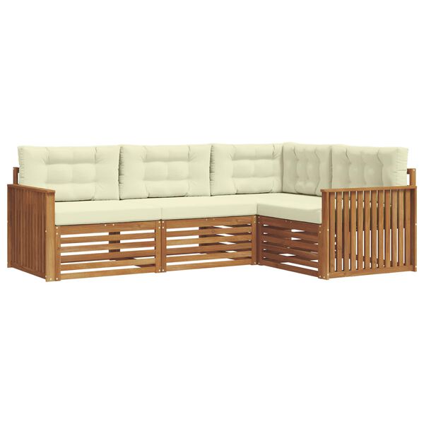 vidaXL Udend&oslash;rs sofagruppe med pude 4 pcs Naturlig og Fl&oslash;de