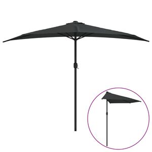 vidaXL altanparasol med aluminiumsstang 300x155x223 cm halv sort