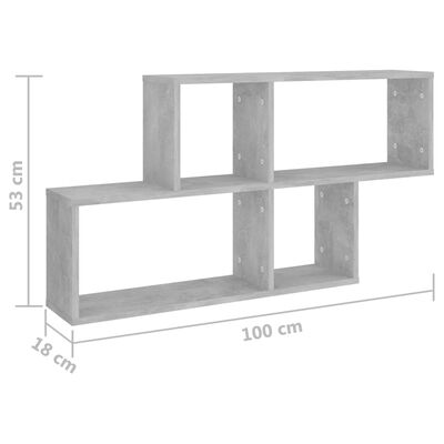 vidaXL væghylde 100x18x53 cm konstrueret træ betongrå