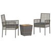 vidaXL Have Bistro S&aelig;t 3 stk. Gr&aring; polyrattan