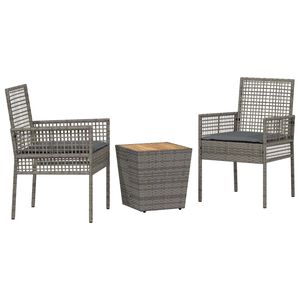 vidaXL Have Bistro S&aelig;t 3 stk. Gr&aring; polyrattan