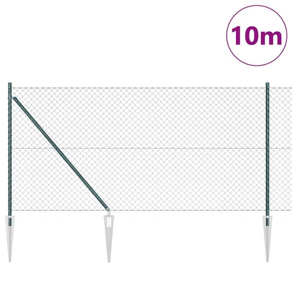 vidaXL Hegnsp&aelig;l Gr&oslash;n 10 x 1 m (40 x 40 mm net) St&aring;l og PVC