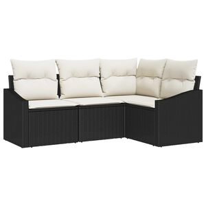 vidaXL Sofa S&aelig;t med pude 4 pcs Sort polyrattan