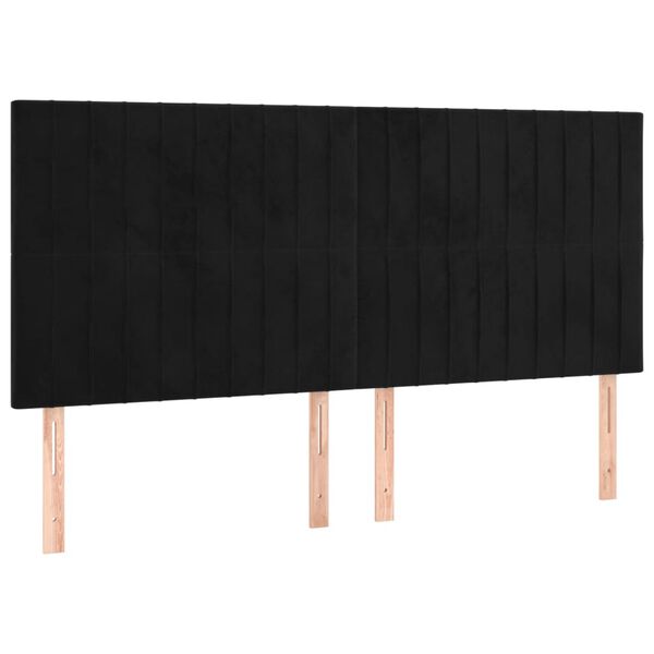 vidaXL sengegavl med LED-lys 160x5x118/128 cm fl&oslash;jl sort
