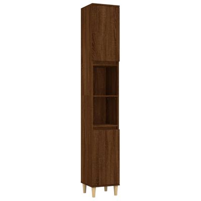 vidaXL møbelsæt til badeværelse 3 dele konstrueret træ brunt egetræ