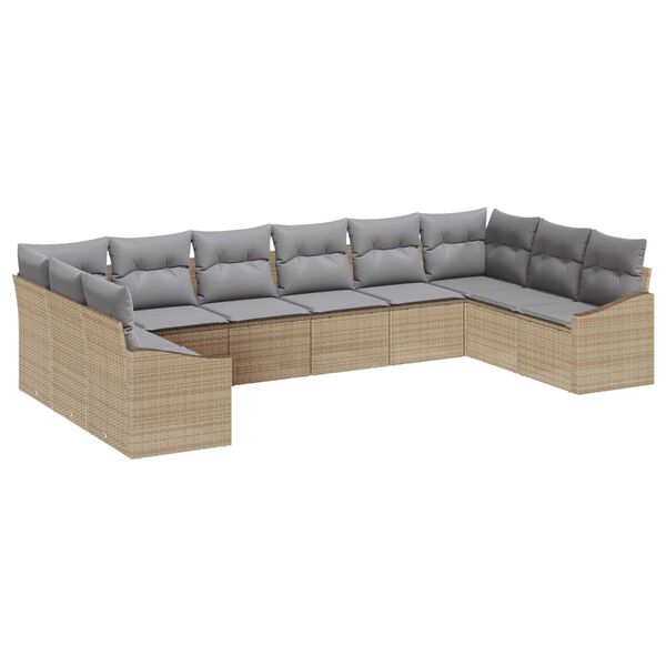 vidaXL Sofa Sæt med pude 10 pcs Beige polyrattan