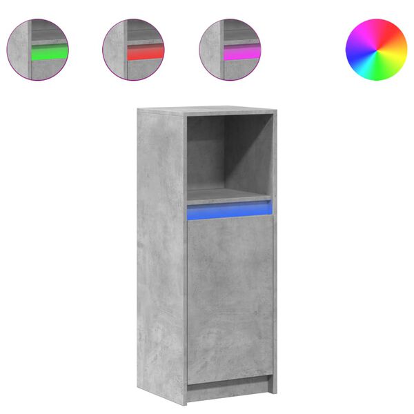 vidaXL skab med LED-lys 38x34x100 cm konstrueret tr&aelig; betongr&aring;