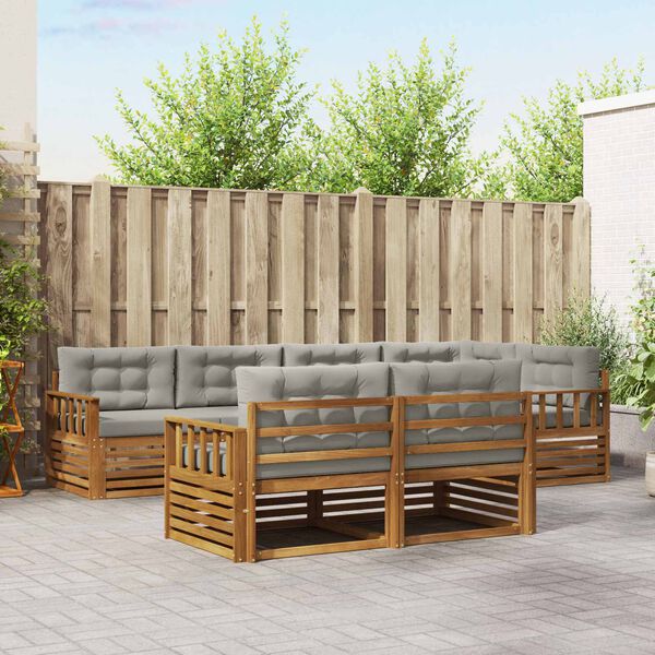 vidaXL Udend&oslash;rs sofagruppe med pude 7 pcs Naturlig og Lys Gr&aring;