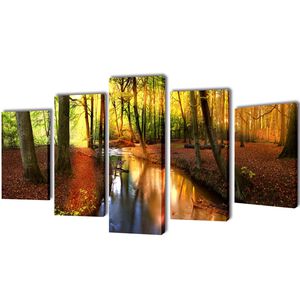 vidaXL Kanvasbilleds&aelig;t skov 100 x 50 cm