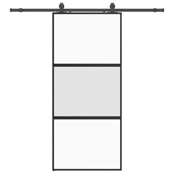 vidaXL skyded&oslash;r med hardwares&aelig;t 90x205 cm h&aelig;rdet glas sort