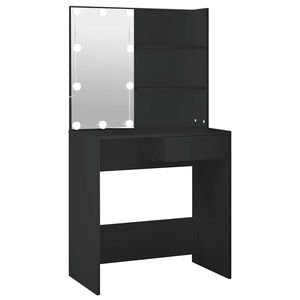 vidaXL makeupbord med LED-lys 74,5x40x141 cm sort
