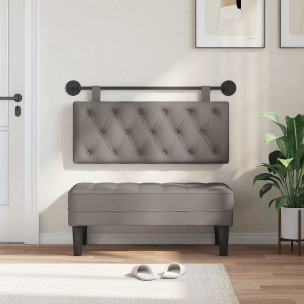 vidaXL H&aelig;ngende Hovedgavl V&aelig;gmonteret Gr&aring;brun 110 x 55 x 7 cm Stof