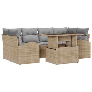 vidaXL Havesofa S&aelig;t med pude 7 pcs Beige Poly rattan