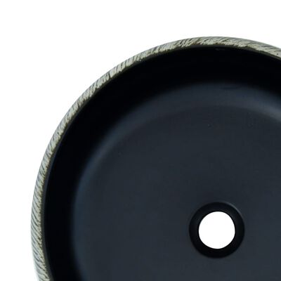 vidaXL håndvask til bordplade Φ41x14 cm rund keramik sort og grå