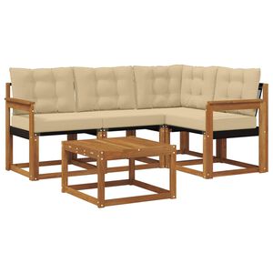 vidaXL Udend&oslash;rs sofagruppe med pude 5 pcs Naturlig og Beige