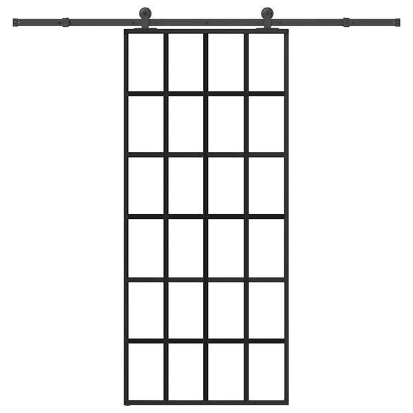 vidaXL skyded&oslash;r med hardwares&aelig;t 90x205 cm sikkerhedsglas aluminium