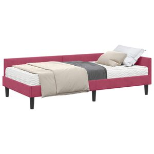 vidaXL Hj&oslash;rnesengramme med Madras 2 stk. Vinr&oslash;d 90 x 190 cm Fl&oslash;jl