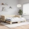 vidaXL daybed med udtr&aelig;k 100x200 cm stof cremefarvet
