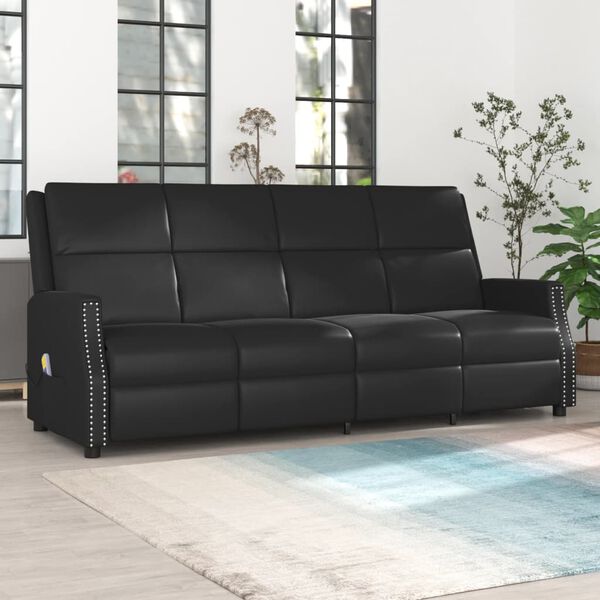 vidaXL 4-personers massagestol kunstlæder sort