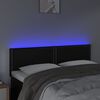 vidaXL sengegavl med LED-lys 144x5x78/88 cm kunstl&aelig;der sort