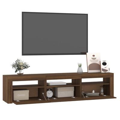vidaXL tv-bord med LED-lys 180x35x40 cm brun egetræsfarve