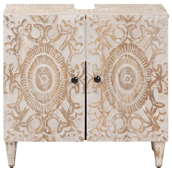 vidaXL Badev&aelig;relsesskabsunder Hvid 62 x 33 x 58 cm Massivt mangotr&aelig;