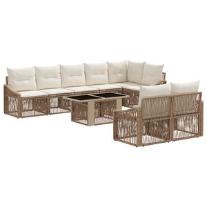 vidaXL Havesofa S&aelig;t 9 stk. Beige og cremehvid polyrattan
