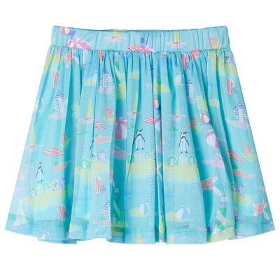 Plisseret nederdel til børn str. 92 akvamarinblå