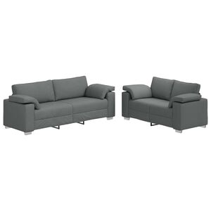 vidaXL Sofa 2 pcs M&oslash;rkegr&aring; 219 x 80 x 82 cm Stof