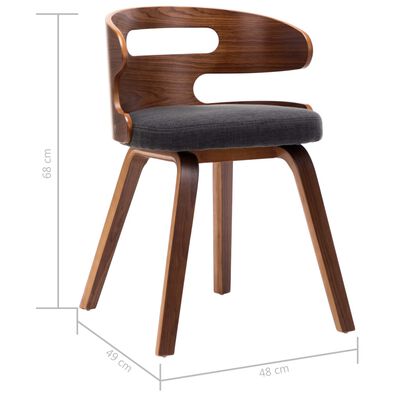 vidaXL spisebordsstole 6 stk. bøjet træ og stof mørkegrå