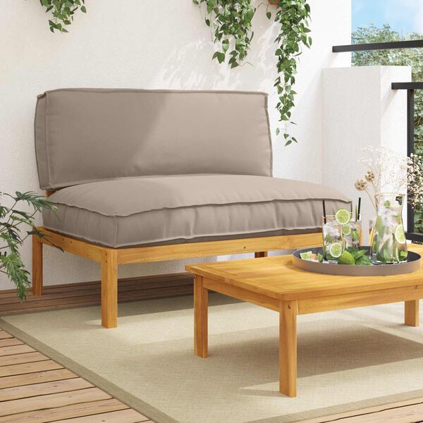 vidaXL Sofa S&aelig;t med pude Gr&aring;brun 120 x 92 x 69 cm Massivt Akacietr&aelig;