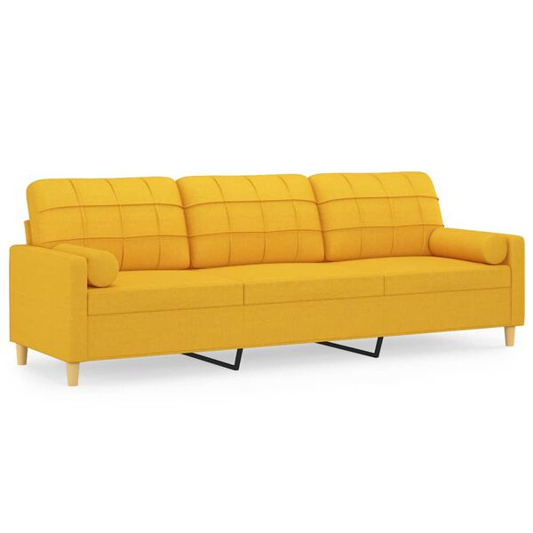 vidaXL 3-personers sofa med puder og hynder 210 cm stof lysegul