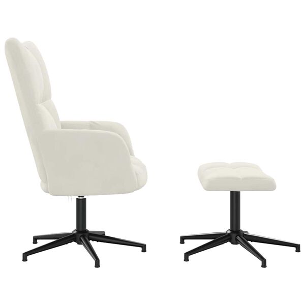 vidaXL lænestol med fodskammel fløjl cremehvid