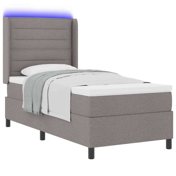 vidaXL LED Box Spring Bed med madras Gr&aring;brun 80 x 200 cm Stof
