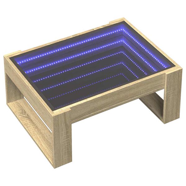 vidaXL sofabord med Infinity LED-lys 70x53x30 cm sonoma-eg