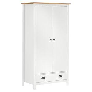vidaXL kl&aelig;deskab med 2 l&aring;ger Hill 89x50x170 cm massivt fyrretr&aelig; hvid
