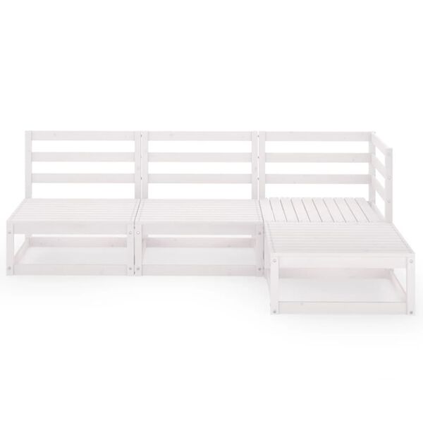 vidaXL lounges&aelig;t til haven 4 dele massivt fyrretr&aelig; hvid