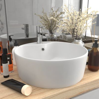 gøre det muligt for Hører til Forstyrre vidaXL luksuriøs håndvask med overløb 36x13 cm keramik mat hvid | vidaXL.dk