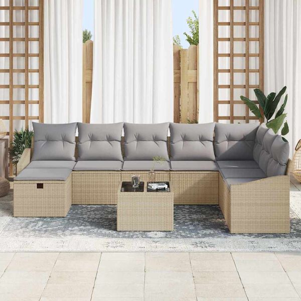 vidaXL Sofa S&aelig;t med pude 8 pcs polyrattan