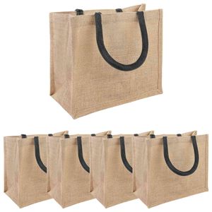 vidaXL Jute tasker 5 Naturfarvet og sort 26 x 22 x 14 cm