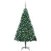 vidaXL kunstigt juletr&aelig; med lys og kugles&aelig;t 210 cm PVC gr&oslash;n