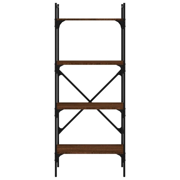 vidaXL bogreol med 4 hylder 56x31,5x138,5 cm konstrueret tr&aelig; brunt eg