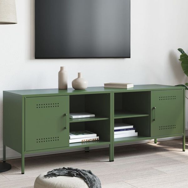 vidaXL tv-borde 2 stk. 68x39x50,5 cm st&aring;l olivengr&oslash;n