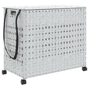 vidaXL vasketøjskurv med hjul 66x35x60 cm rattan hvid