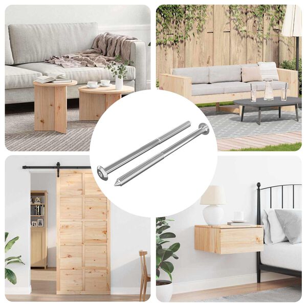 vidaXL M&oslash;belskruer 2 pcs S&oslash;lv M6 x 100 mm St&aring;l